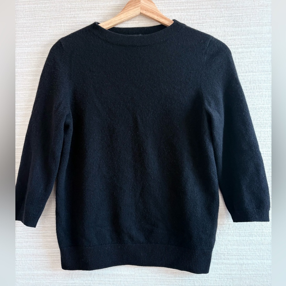 Talbots 3/4 sleeve Women's Black Crew Neck cashmere Sweater